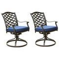 Chaise de salle à manger moderne pivotante de 25 pouces avec coussin pour patio, lot de 2, bleue
