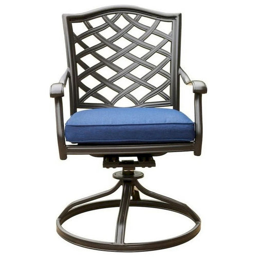 Chaise de salle à manger moderne pivotante de 25 pouces avec coussin pour patio, lot de 2, bleue