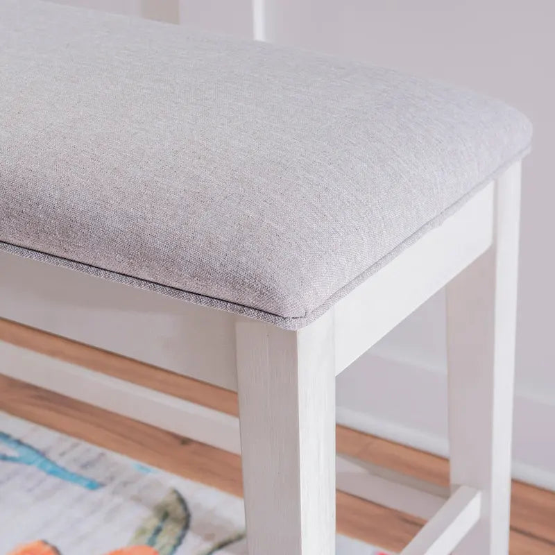 Banc de salle à manger blanc capitonné avec rangement