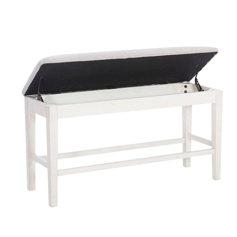 Banc de salle à manger blanc capitonné avec rangement