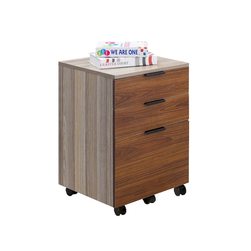 Meuble de classement à roulettes en bois à 3 tiroirs avec roues verrouillables pour format A4 ou Lettre