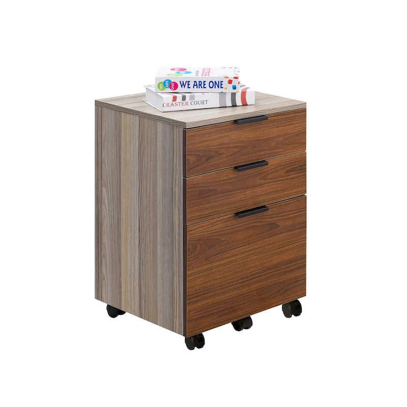 Meuble de classement à roulettes en bois à 3 tiroirs avec roues verrouillables pour format A4 ou Lettre