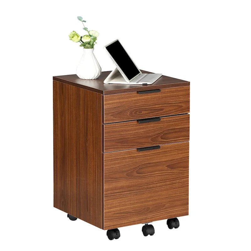 Meuble de classement à roulettes en bois à 3 tiroirs avec roues verrouillables pour format A4 ou Lettre