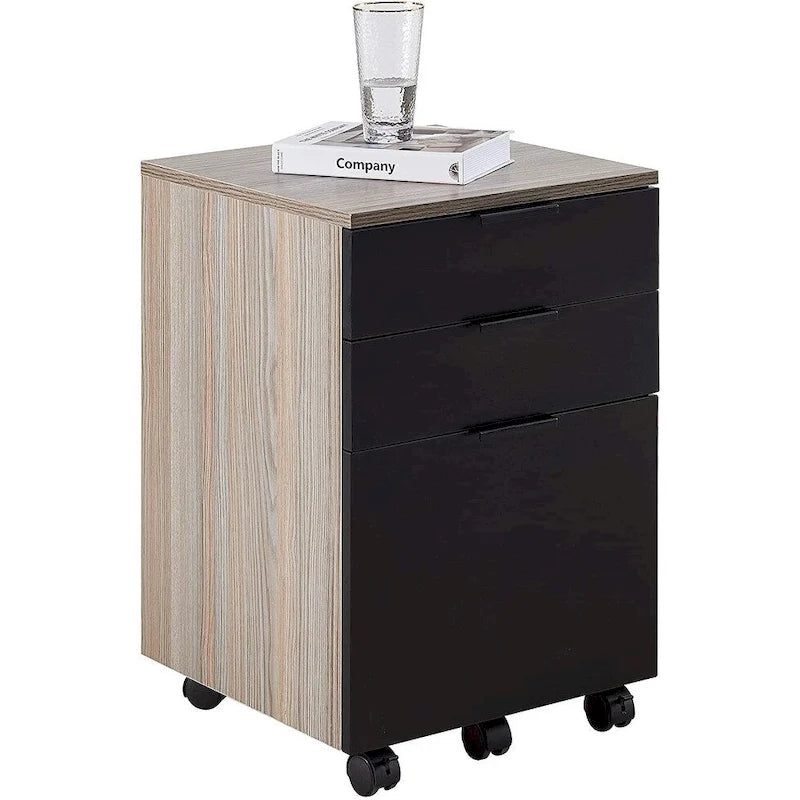 Meuble de classement à roulettes en bois à 3 tiroirs avec roues verrouillables pour format A4 ou Lettre