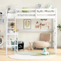 Costway Twin Size Loft Bed w/ Desk & Shelf 2 Ladders & Guard Rail for
